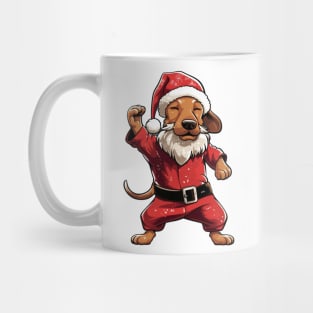 Cartoon Christmas Dachshund Dog Dancing Mug